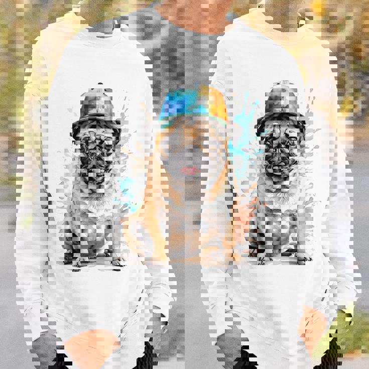 パグ、スナップバック キャップ、犬、カラフル、面白い、動物プリント スウェットシャツ 彼への贈り物