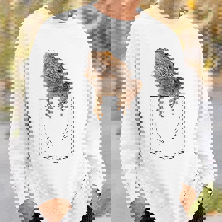 ヒゲのあるドラゴンリザード 爬虫類フェイクポケット スウェットシャツ 彼への贈り物