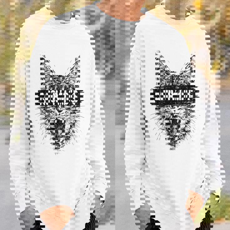 ヒップホップ Y2k Hip Hop Cat ヴィンテージ レトロ エッジの効いたバックプリント ストリートウェア 猫 スウェットシャツ 彼への贈り物