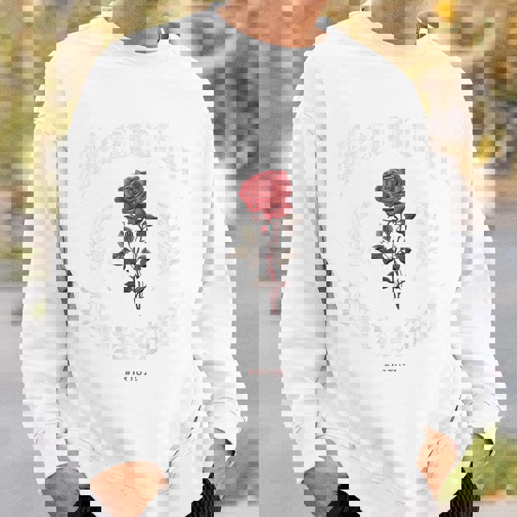 ヒップホップ アーバン ヴィンテージ ヒップスター Y2k バックプリント ストリートウェア ローズ スウェットシャツ 彼への贈り物