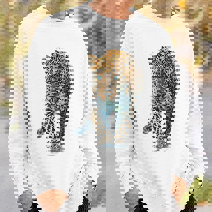 ヒョウ アニマルプリント モチーフ 描画 ポートレート ヒョウ スウェットシャツ 彼への贈り物