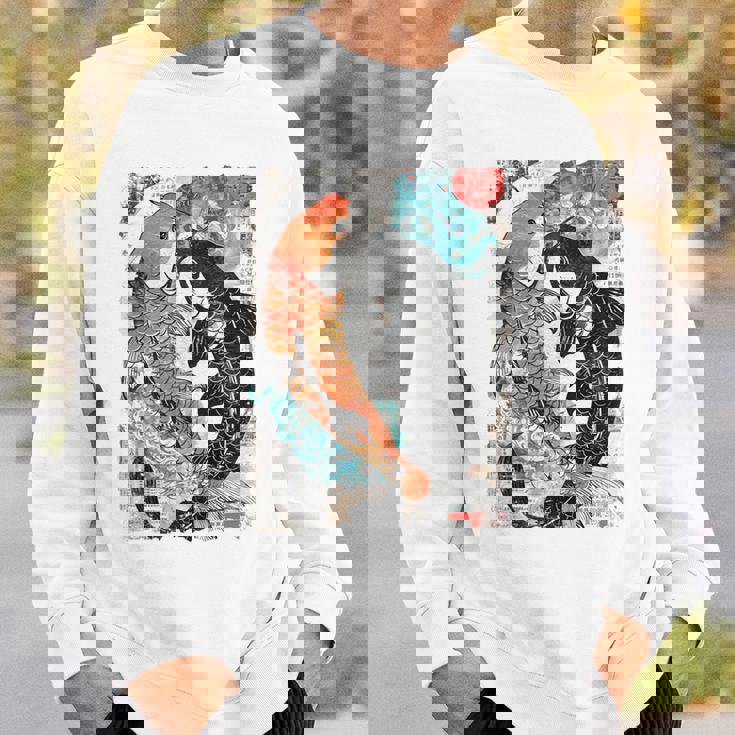 ビンテージ グラフィティ 錦鯉 魚 鯉 長袖tシャツ スウェットシャツ 彼への贈り物