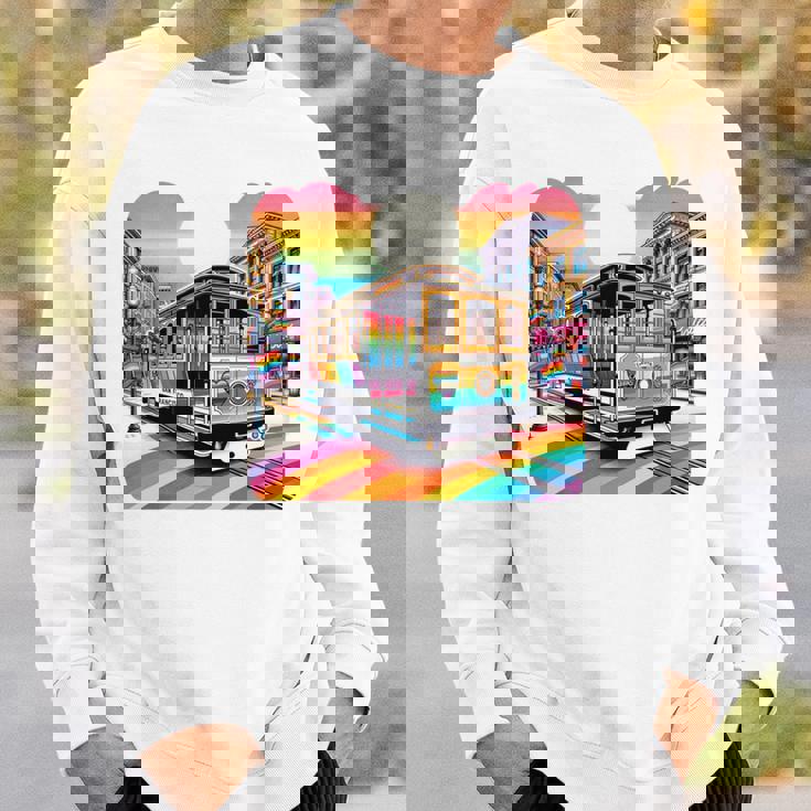 ビンテージ サンフランシスコ ケーブルカーf カストロ カリフォルニア Lgbtq 長袖tシャツ スウェットシャツ 彼への贈り物