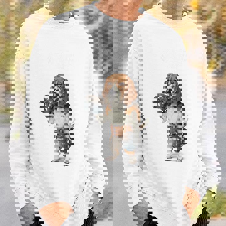 ビーグル 犬 ダンベル 筋トレ 筋肉 ワークアウト ジム スウェットシャツ 彼への贈り物