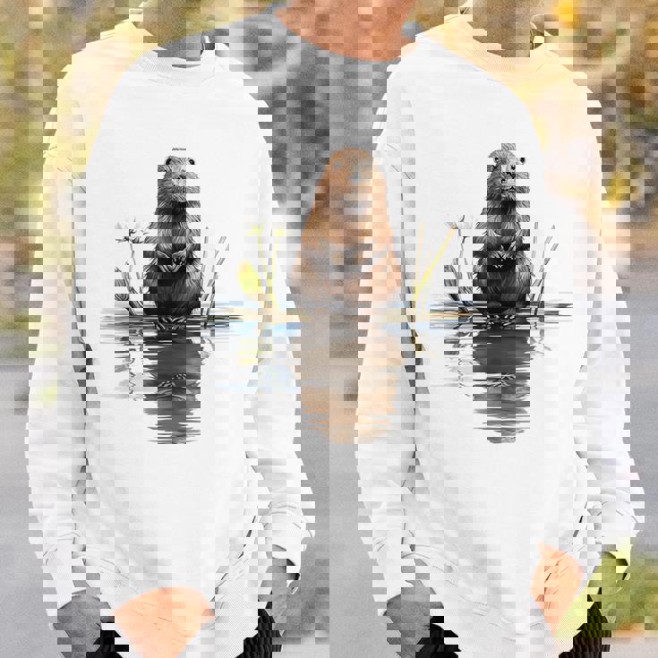 ビーバー 恋人 動物 アート イラスト グラフィック ビーバー スウェットシャツ 彼への贈り物