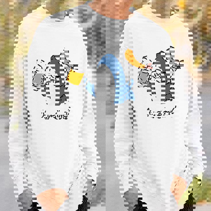 ビールとエビフライとサメ色付き スウェットシャツ 彼への贈り物