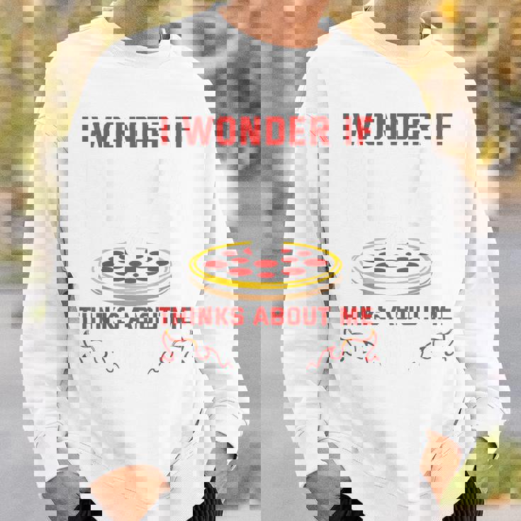 バックプリント ピザも私のことを考えているのかな スウェットシャツ 彼への贈り物