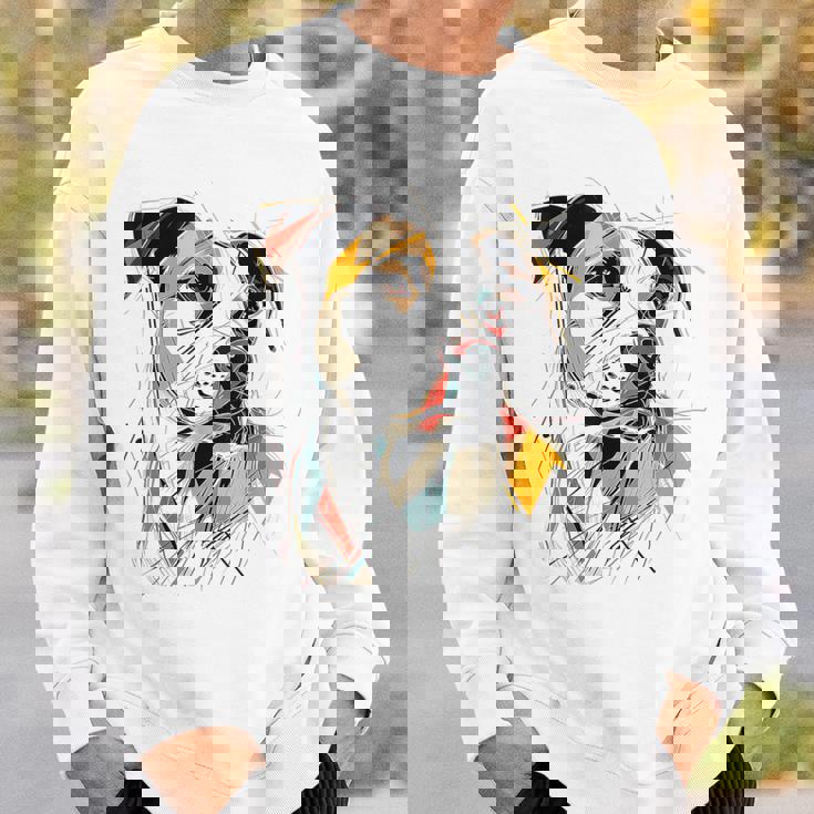 ピットブル 抽象 ペット お絵かき イラスト 動物 ピットブル スウェットシャツ 彼への贈り物