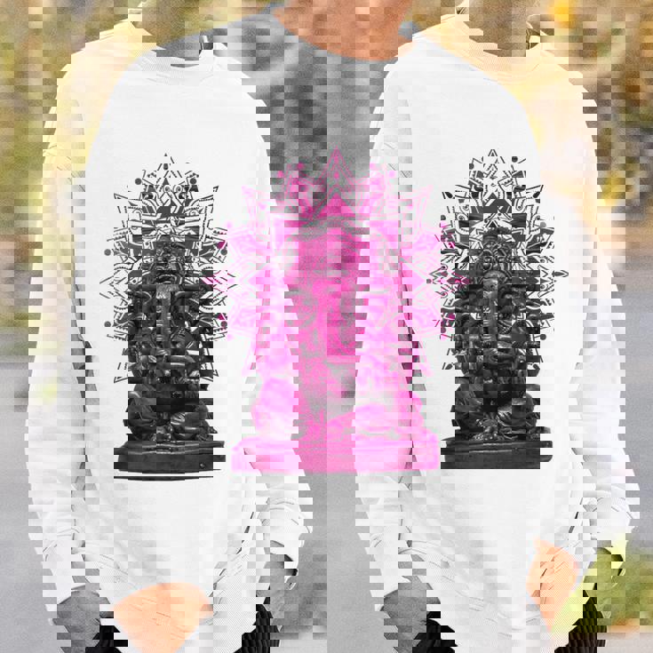 ピンク 象 ヒンドゥー教 ガネーシャ オーナメント スウェットシャツ 彼への贈り物