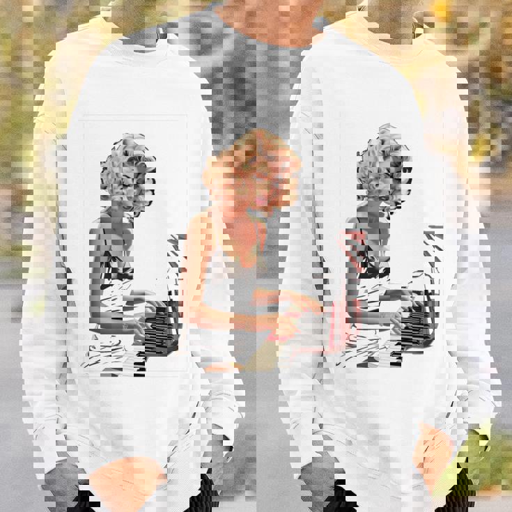 ピンナップガール ピアノ ピアニスト ヴィンテージ 長袖tシャツ スウェットシャツ 彼への贈り物