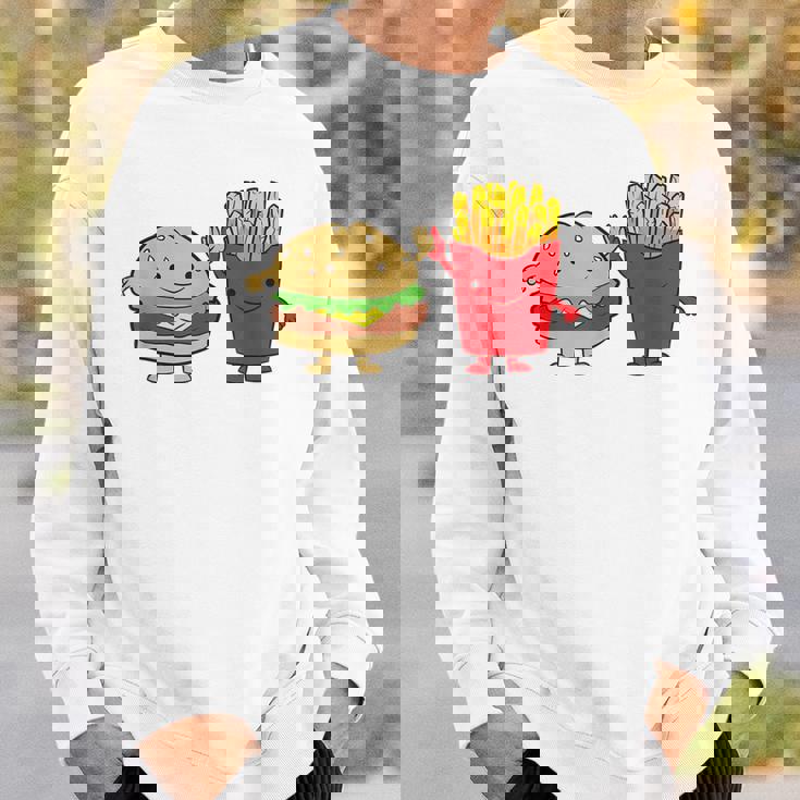 フライドポテト ハンバーガー チーズバーガー 友達 ファストフード フライドポテト スウェットシャツ 彼への贈り物