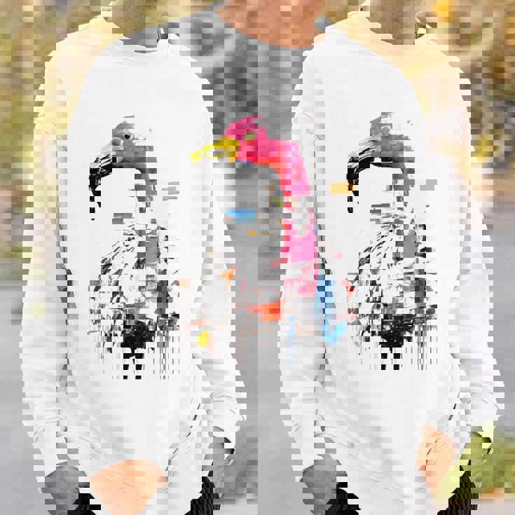 フラミンゴ 鮮やかな色 芸術的な野生動物の表現 スウェットシャツ 彼への贈り物