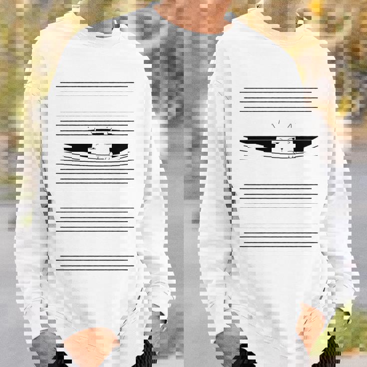 ブラインドを指で下げる猫 猫好き ねこ好き ネコ好き 猫の飼い主 ブラインドネタ おもしろ かわいい ねこ ネコ 猫 長袖tシャツ スウェットシャツ 彼への贈り物