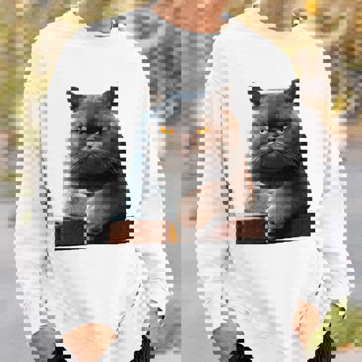 ブリティッシュショートヘア猫猫ママ猫ママかわいい猫 長袖tシャツ スウェットシャツ 彼への贈り物