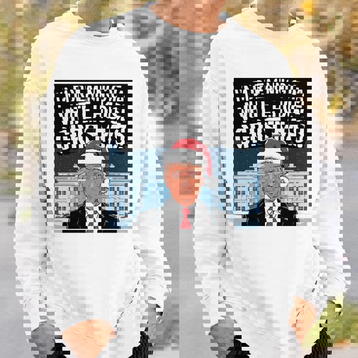 ホワイトハウスのクリスマス・トランプ・ファニー・ホリデーを夢見ている 長袖tシャツ スウェットシャツ 彼への贈り物