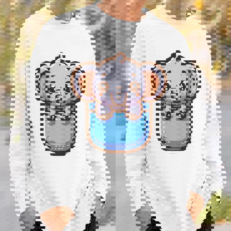 ポケットに入ったかわいい象 スウェットシャツ 彼への贈り物