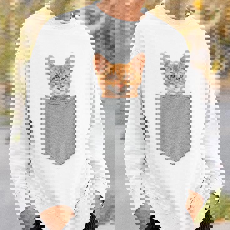 ポケットの中の猫ポケットキャット猫好き ねこ好き ネコ好きニャー猫 猫の飼い主 心電図 おもしろ 可愛い ねこ ネコ 猫 長袖tシャツ スウェットシャツ 彼への贈り物