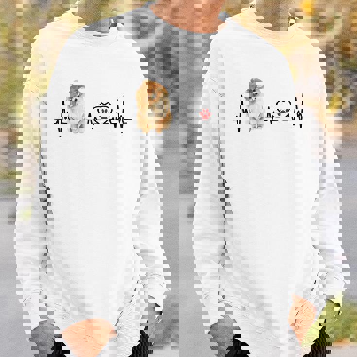 ポメラニアン Ekg ハートビートハートライン 肉球プリント スウェットシャツ 彼への贈り物