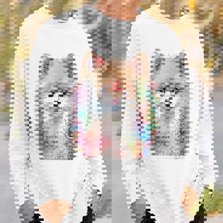 ポメラニアン 抽象画 グラフィック 絵画 動物 ポメラニアン スウェットシャツ 彼への贈り物