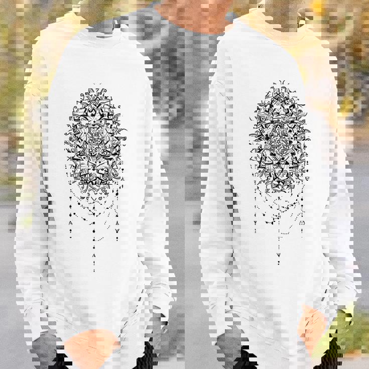 マンダラフラワー神聖幾何学フラクタルアート良い雰囲気 スウェットシャツ 彼への贈り物