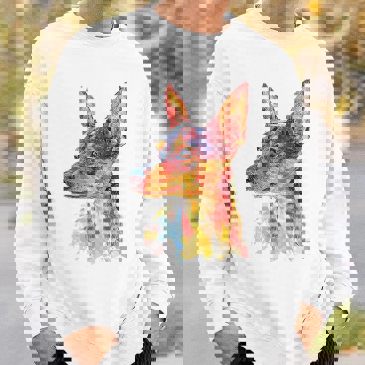 ミニチュア ピンシャー 犬 ペット カラフル ミニチュア ピンシャー スウェットシャツ 彼への贈り物