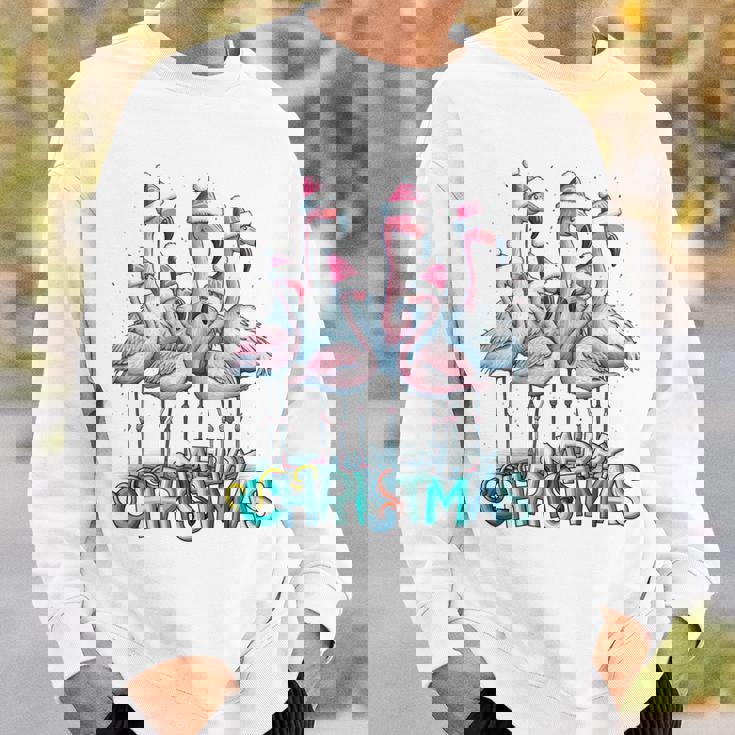 メリークリスマス フラミンゴスクワッド トロピカルスタイル 長袖tシャツ スウェットシャツ 彼への贈り物