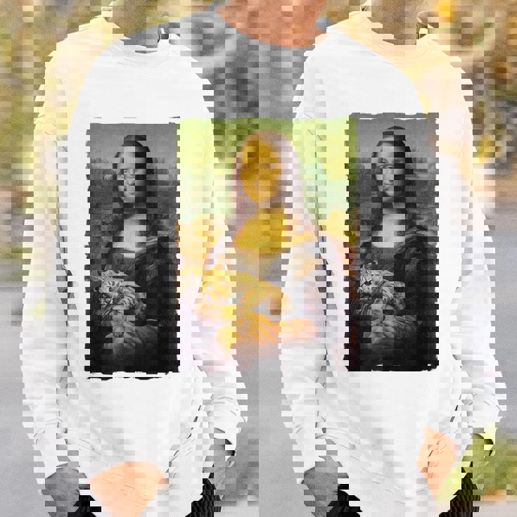 モナ・リザとオレンジ色の猫 面白いアートの絵 スウェットシャツ 彼への贈り物