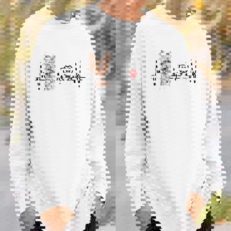 ヨークシャーテリア 心電図 ハートビート ハートライン 犬好き スウェットシャツ 彼への贈り物