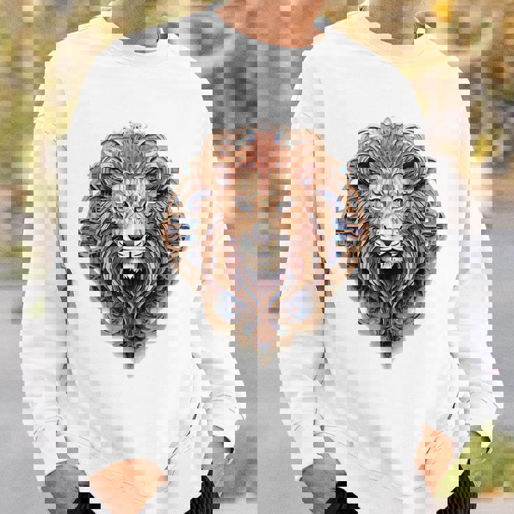 ライオン 動物 彫刻 動物園 抽象芸術 絵画 ライオン スウェットシャツ 彼への贈り物