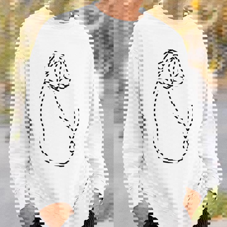 ラインタトゥー、ラインアートtシャツ、ミニマリストな犬のモチーフ スウェットシャツ 彼への贈り物