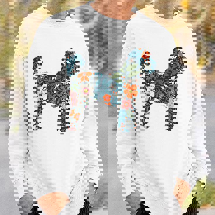 ラブラドゥードルやゴールデンドゥードルのママのためのフローラルドッグシルエット スウェットシャツ 彼への贈り物