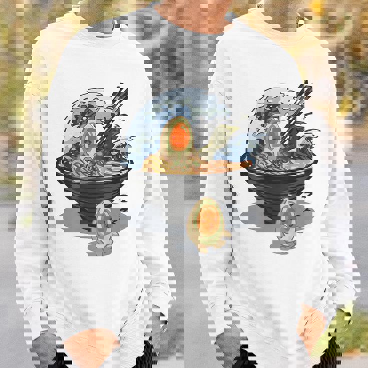 ラーメン 海 波 寝ぼける たまご スウェットシャツ 彼への贈り物