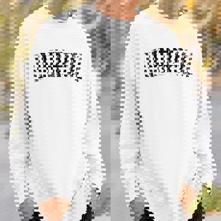 リバプール イギリス ヴィンテージ ブラック テキスト アパレル スウェットシャツ 彼への贈り物