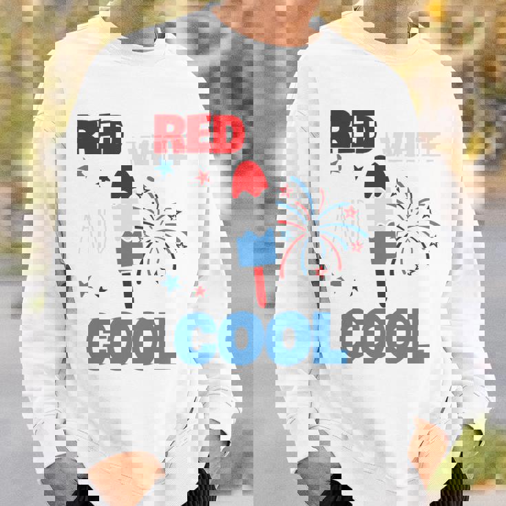 レッド ホワイト クールなアメリカ国旗 アイスキャンディー 面白い 7月4日 長袖tシャツ スウェットシャツ 彼への贈り物
