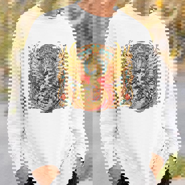 不死鳥 火の鳥 フェニックス イラスト バックプリント スウェットシャツ 彼への贈り物