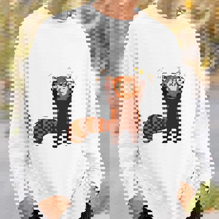 五十歩ひゃっほう レッサーパンダ ネタ ことわざ ことわざのもじり ジョーク ギャグ ダジャレ ツッコミ おもしろ 長袖tシャツ スウェットシャツ 彼への贈り物