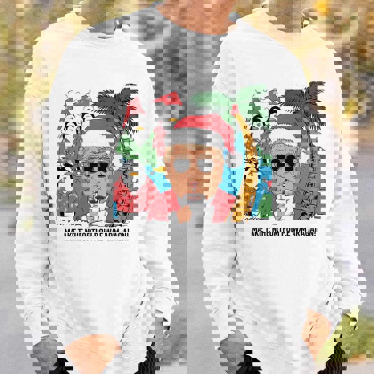 北極を再び暖かく 面白い トランプ ホットココアトロピック 長袖tシャツ スウェットシャツ 彼への贈り物