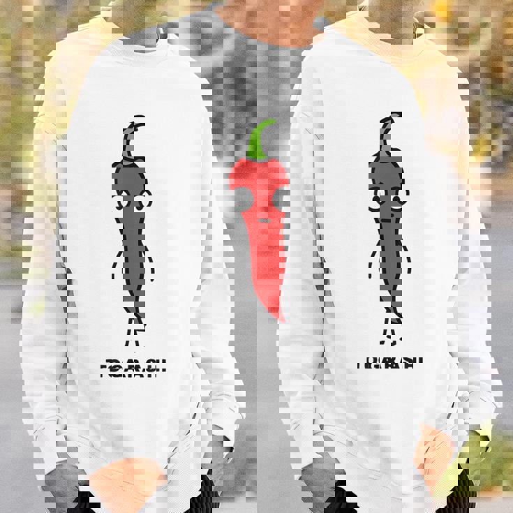 唐辛子 顔 イラスト かわいい おもしろ 面白い 簡単 シンプル ゆるい 野菜 スウェットシャツ 彼への贈り物