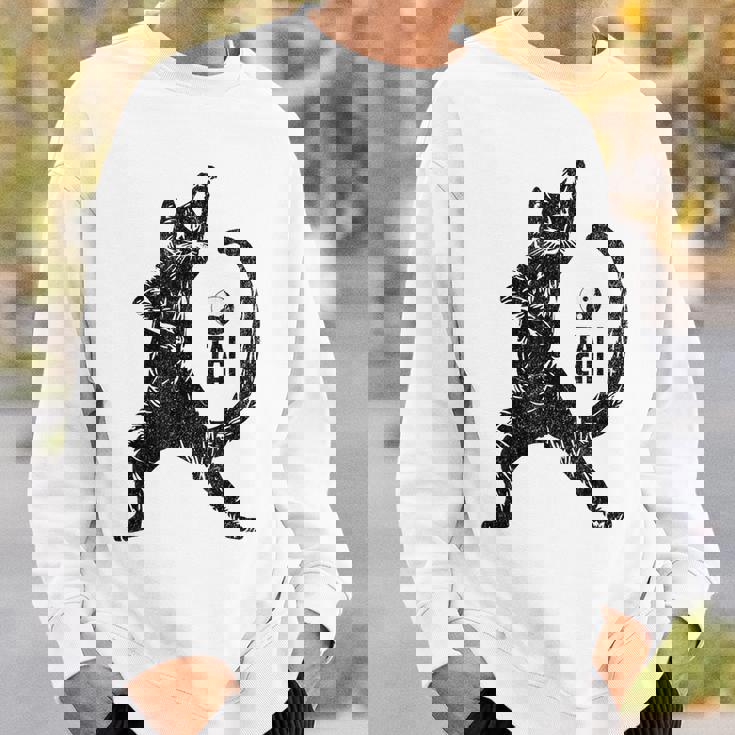 太極拳の練習をしている陽気な猫 陰陽 スウェットシャツ 彼への贈り物