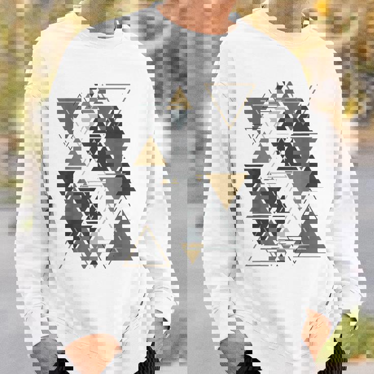 幾何学図形 抽象 モダンアート ヴィンテージ 三角形 スウェットシャツ 彼への贈り物