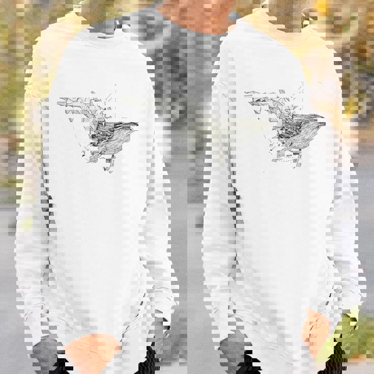 幾何学的クジラtシャツ メンズ シャツ レディース ブラック ホワイト スウェットシャツ 彼への贈り物