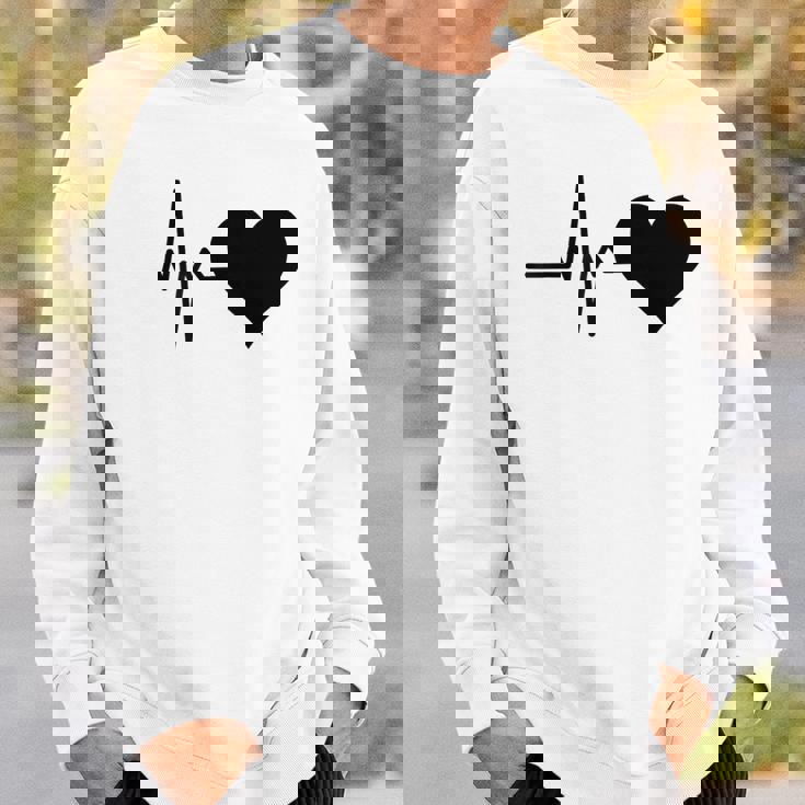 心電図のパターン ハートカラー ブラック スウェットシャツ 彼への贈り物