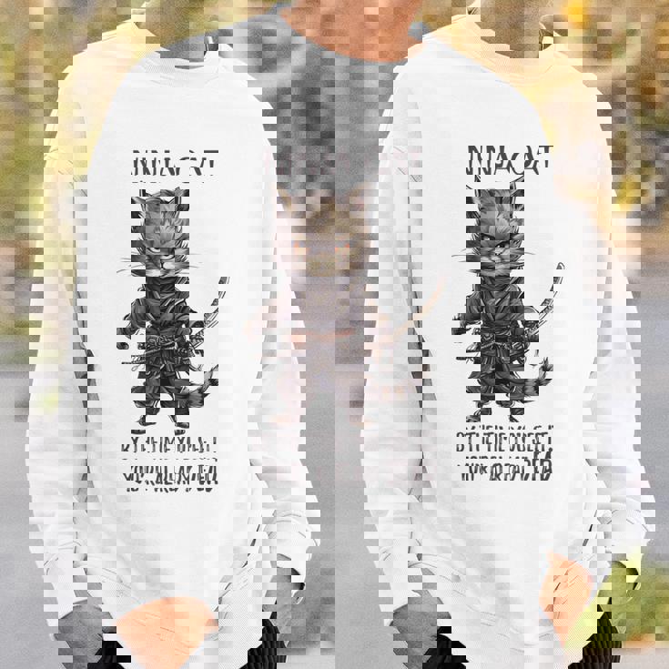 忍者猫、日本のサムライ カワイイ猫タトゥー 面白い スウェットシャツ 彼への贈り物