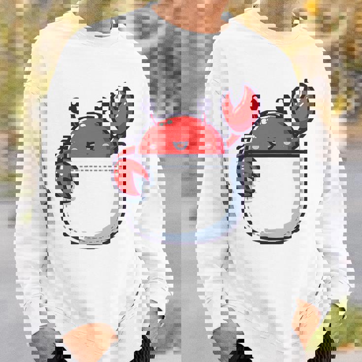 愛らしい かわいい ちび 和 ポケット カワイイ カニ スウェットシャツ 彼への贈り物