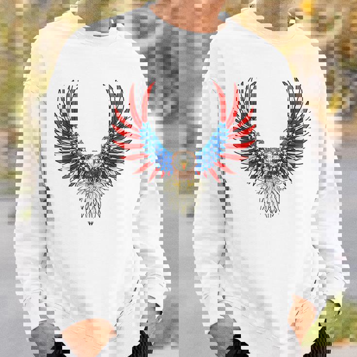 愛国的なアメリカ国旗イーグル 7月4日 バックプリント アメリカン スウェットシャツ 彼への贈り物