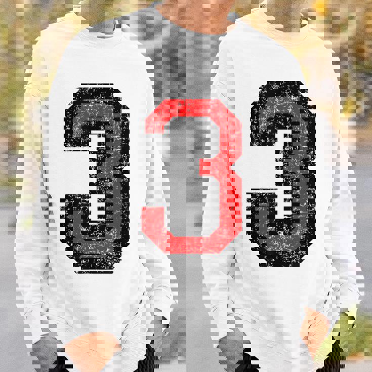 数字 3 ヴィンテージブラック&レッド スウェットシャツ 彼への贈り物