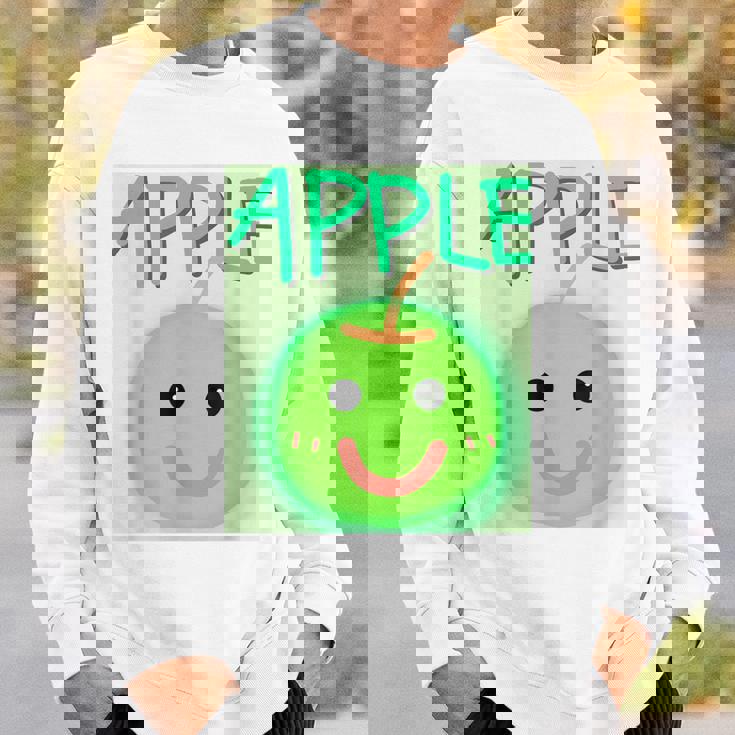 日本 りんご 青りんご かわいい 笑顔 スウェットシャツ 彼への贈り物