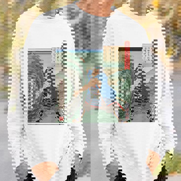 日本 浮世絵 出羽国 山形 山形城 ５７万石 最上義光 源氏 蔵王 力石 バックプリント スウェットシャツ 彼への贈り物