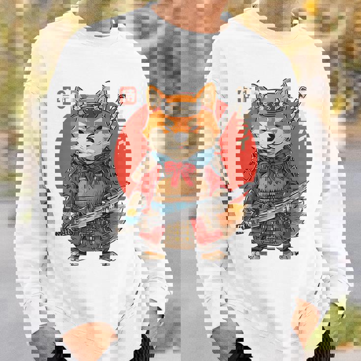 日本の侍犬 柴戦士 浮世サムライ バックプリント スウェットシャツ 彼への贈り物