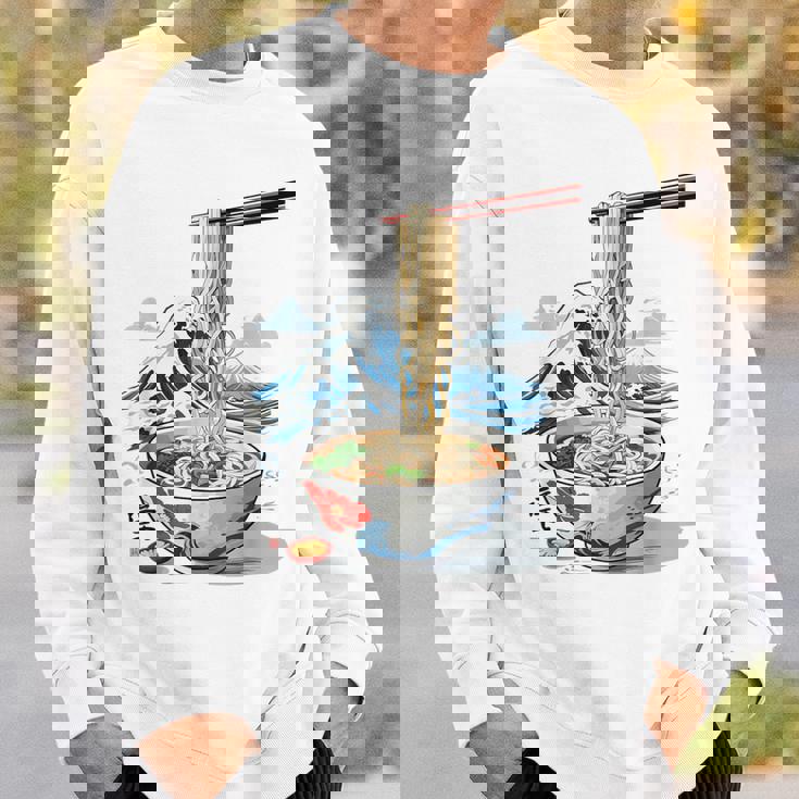 日本の麺スープ ラーメン 浮世絵 日本波 ヴィンテージ スウェットシャツ 彼への贈り物